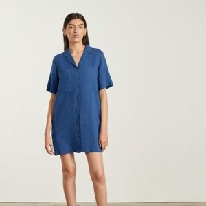 Everlane Workwear Linen Dress XS in Mid Blue.